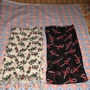 4/$10🌻🌻Two Christmas scarfs candy canes & stockings